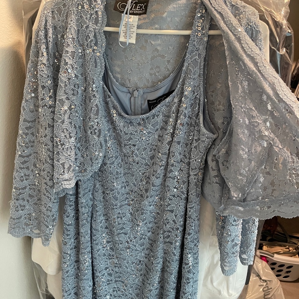 Alex Evenings Blue Lace Dress